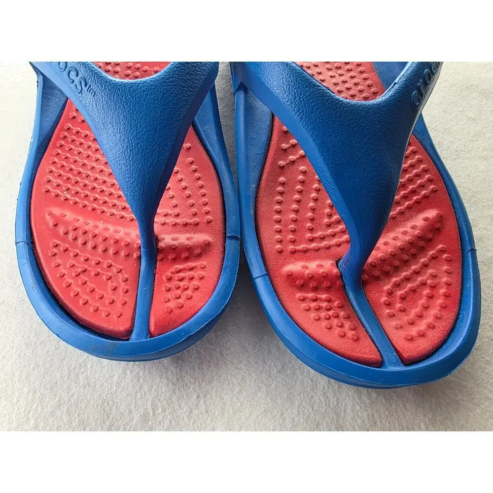 Croc Unisex Men Women Thong Sandal Flip Flop Blue Red Size 8